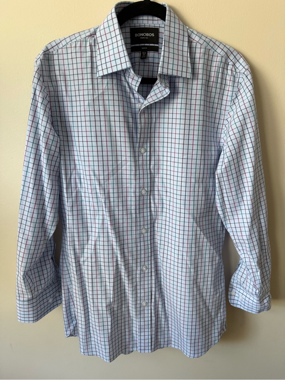 Bonobos Wrinkle-Free Slim Fit Check Dress Shirt 15.5 32